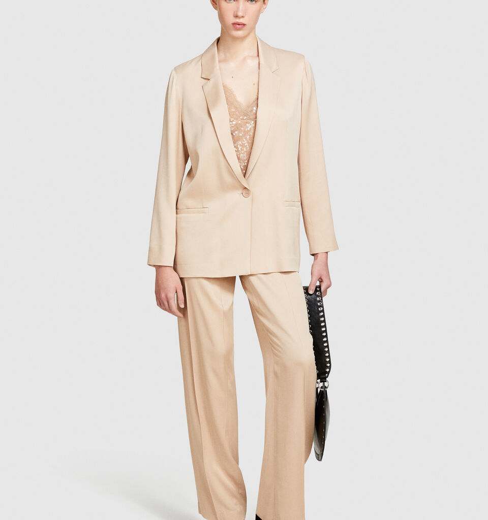 Single-breasted satin blazer - women's blazers - Nude | Sisley image number 1